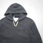 Polo Ralph Lauren Reverse Weave Full-Zip Hoodie, Gray, Cotton, Large, with Small Pony Embroidery