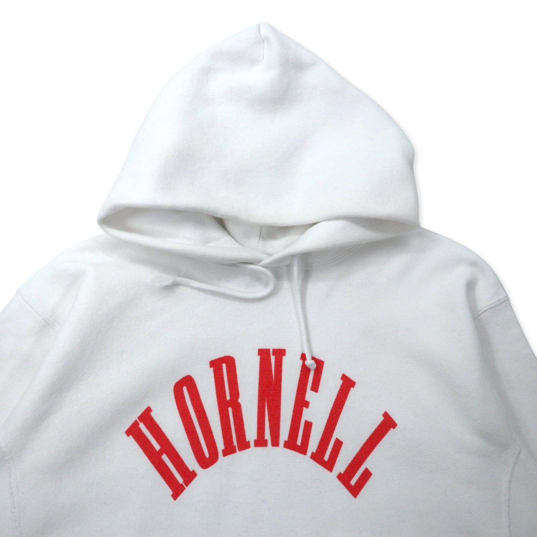 Champion Reverse Weave Hoodie XXL White Cotton Fleece Lining HORNELL Dye-In Print Blue Single Tag Reprint REVERSE WEAVE Pullover Hooded SWEATSHIRT C3-W111