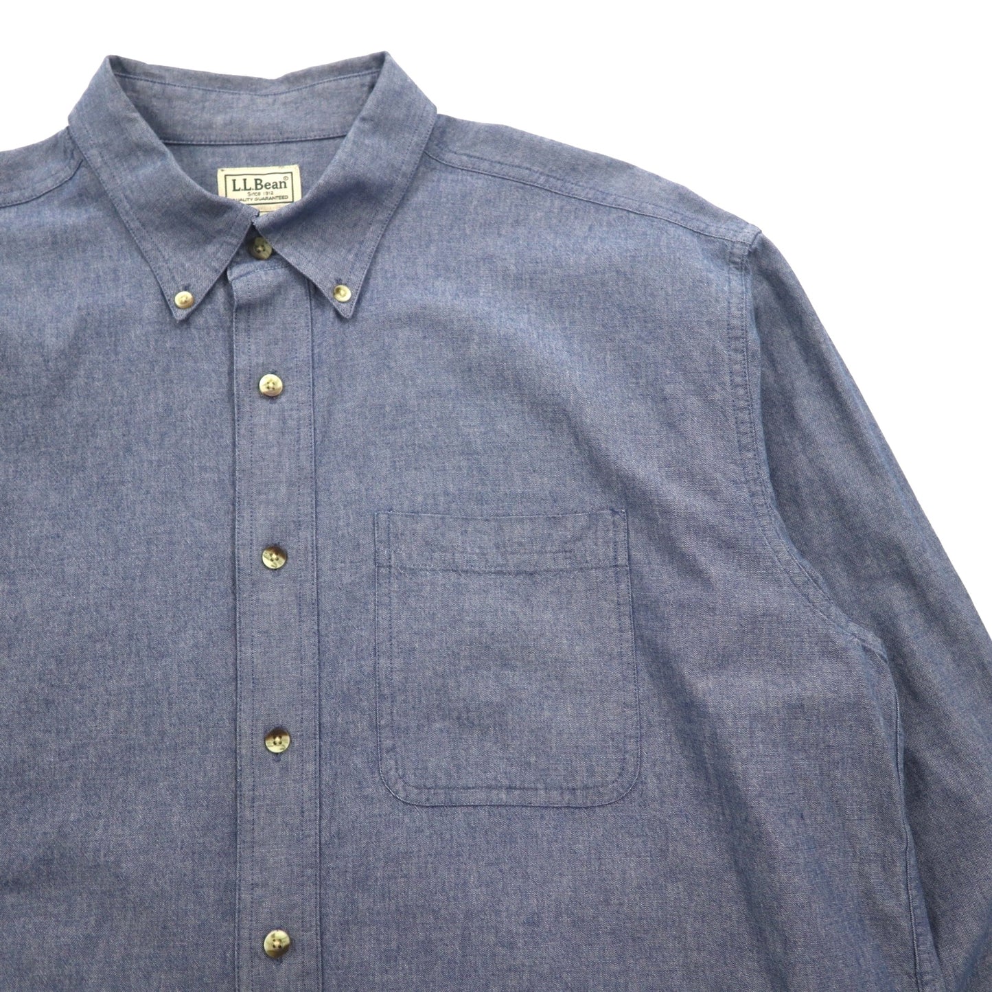 L.L.Bean 00年代 シャンブレー ボタンダウン シャツ L ブルー コットン DUG3