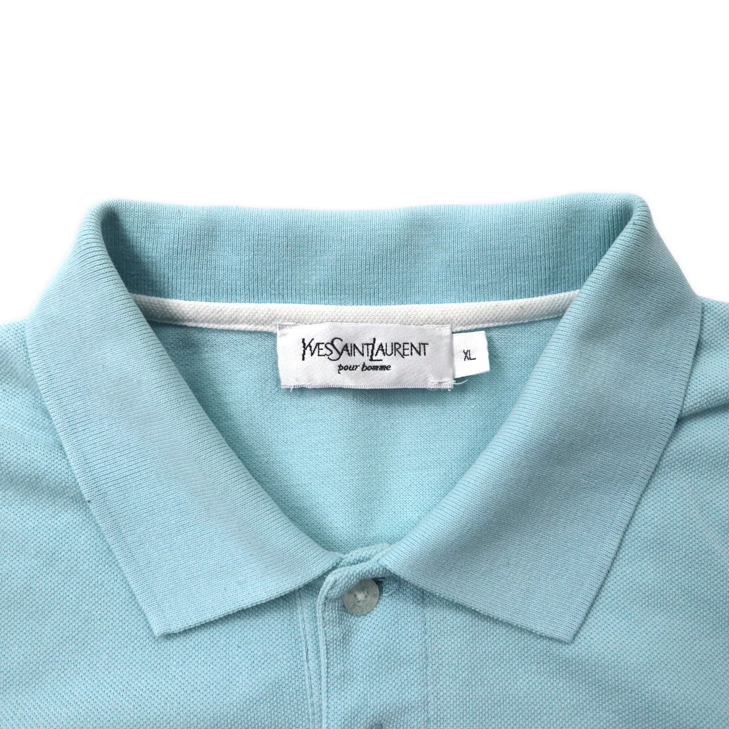 Yves Saint Laurent Pour Homme Logo Print Polo Shirt XL Blue Cotton