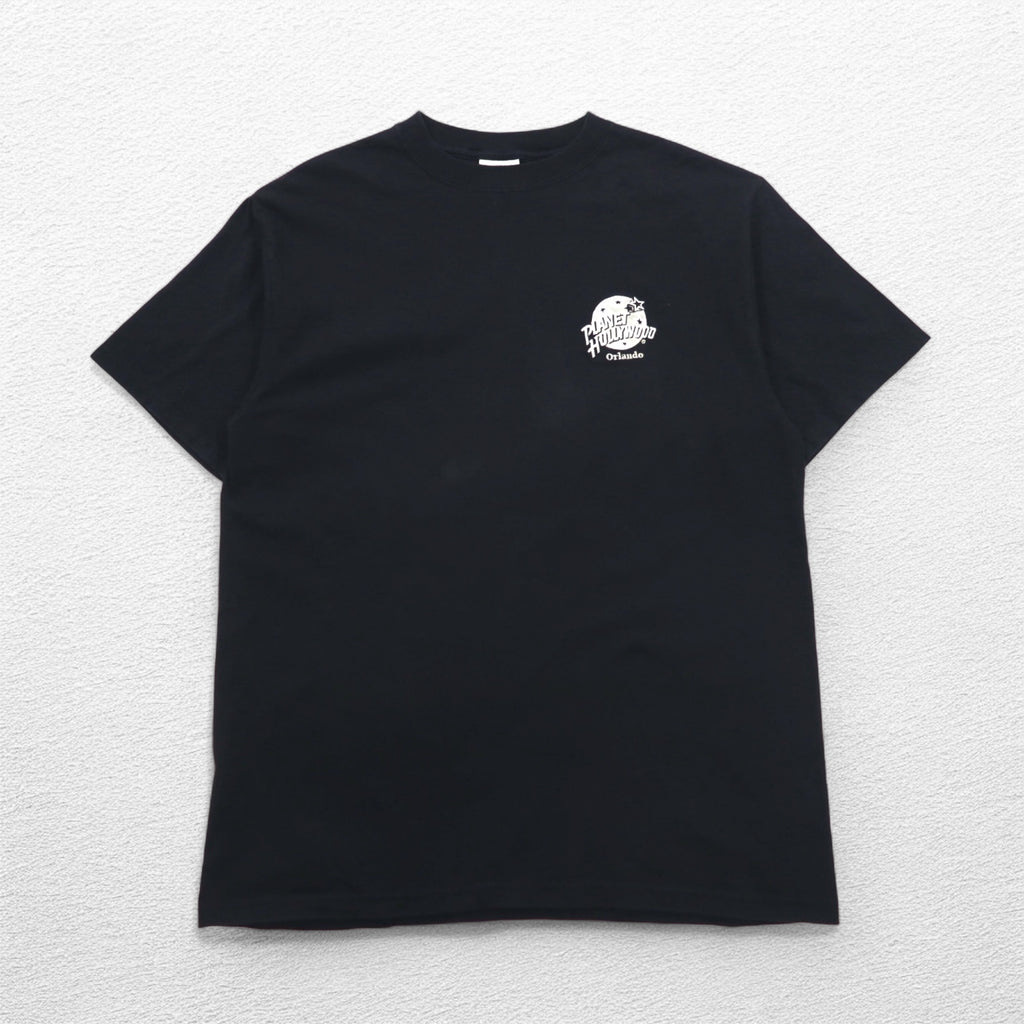 PLANET HOLLYWOOD 90年代 USA製 アドバタイジング Tシャツ L ブラック ワンポイントロゴ刺繍