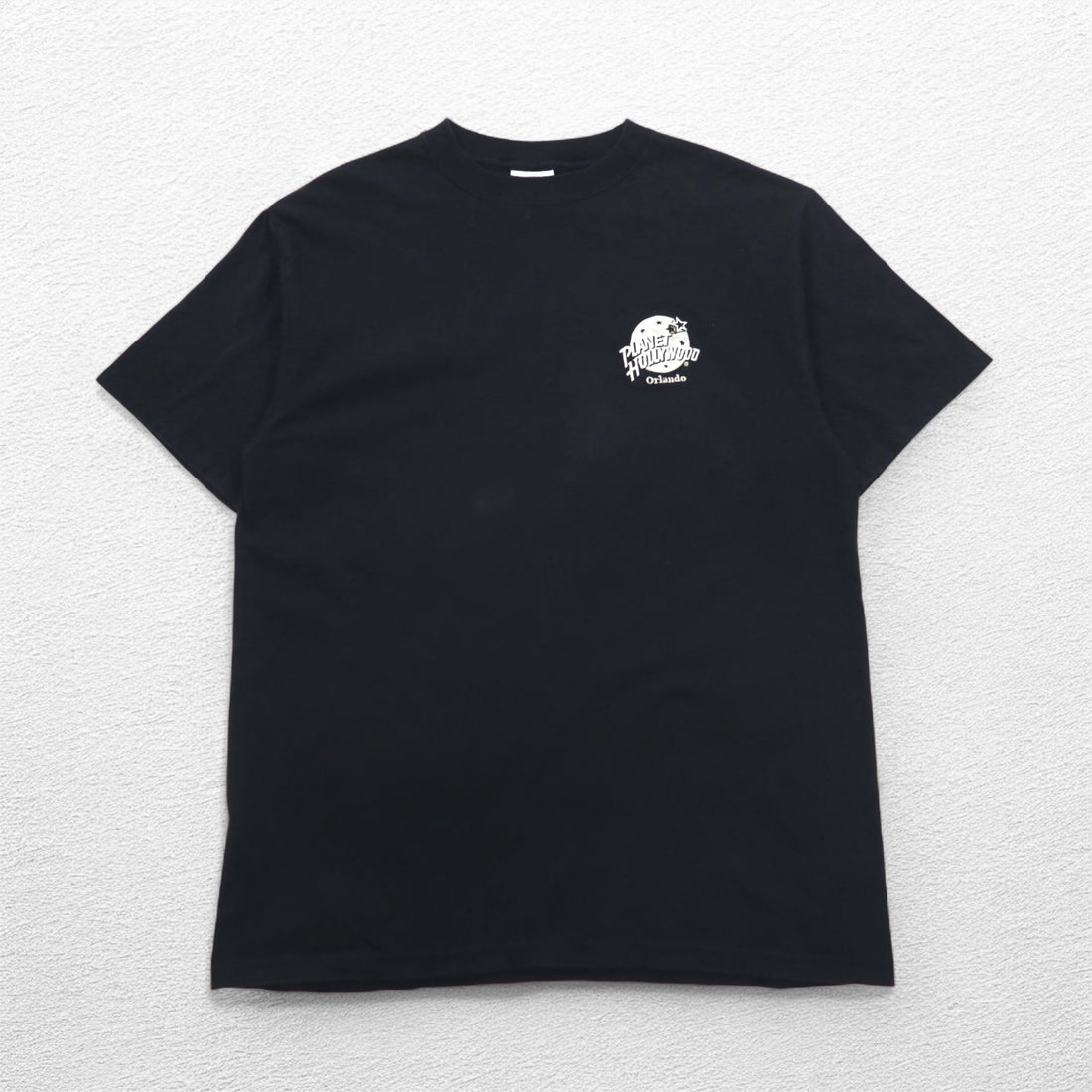 PLANET HOLLYWOOD 90年代 USA製 アドバタイジング Tシャツ L ブラック ワンポイントロゴ刺繍