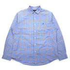 POLO RALPH LAUREN ビッグサイズ ワイドカラー ドレスシャツ XXL ブルー チェック コットン ストレッチ スモールポニー