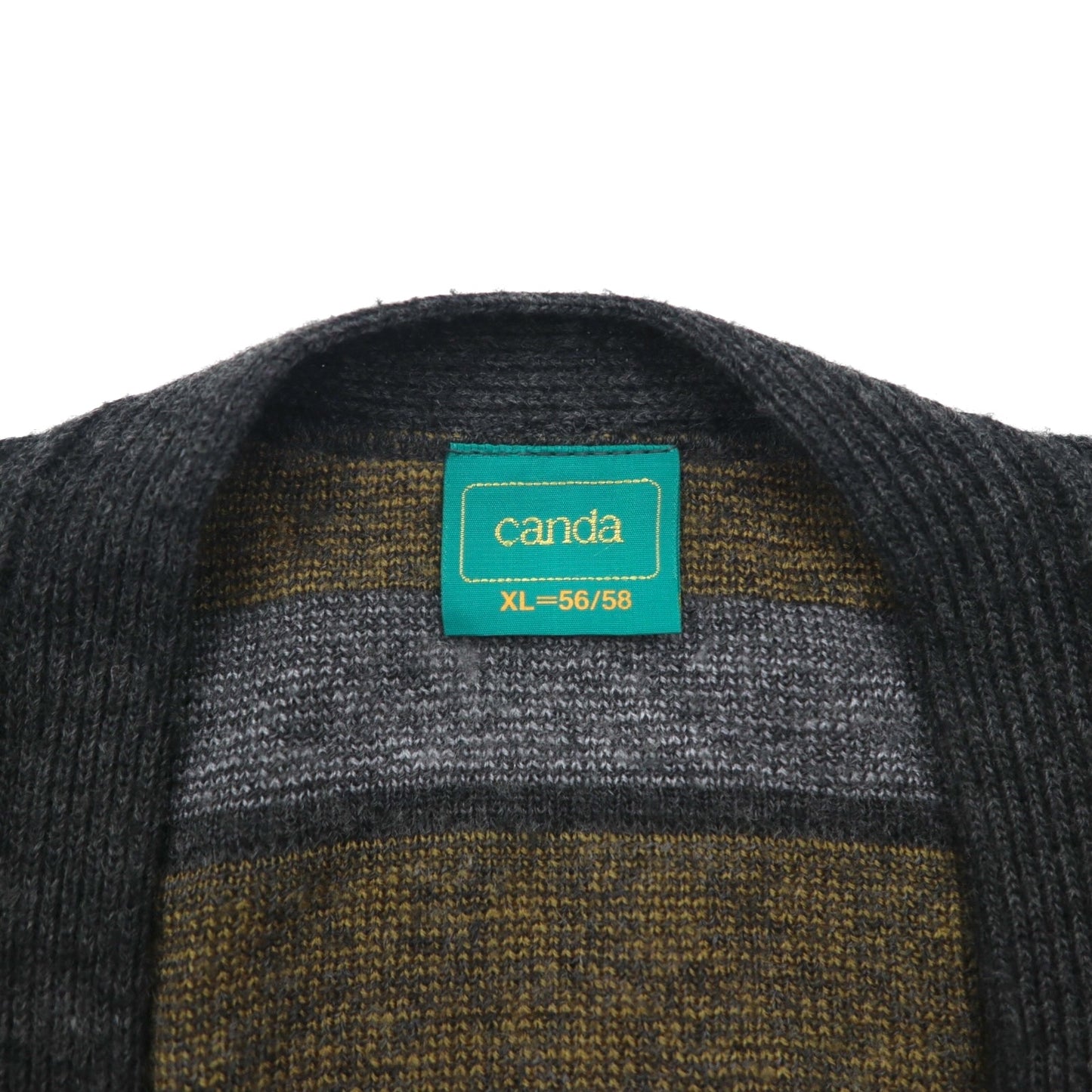 Vintage Jacquard Cardigan Canda ウール ニット カーディガン XL マルチカラー 総柄