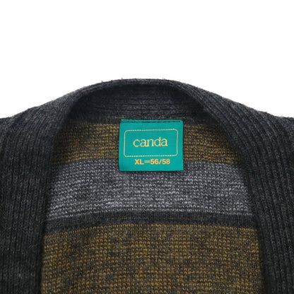 Vintage Jacquard Cardigan Canda ウール ニット カーディガン XL マルチカラー 総柄