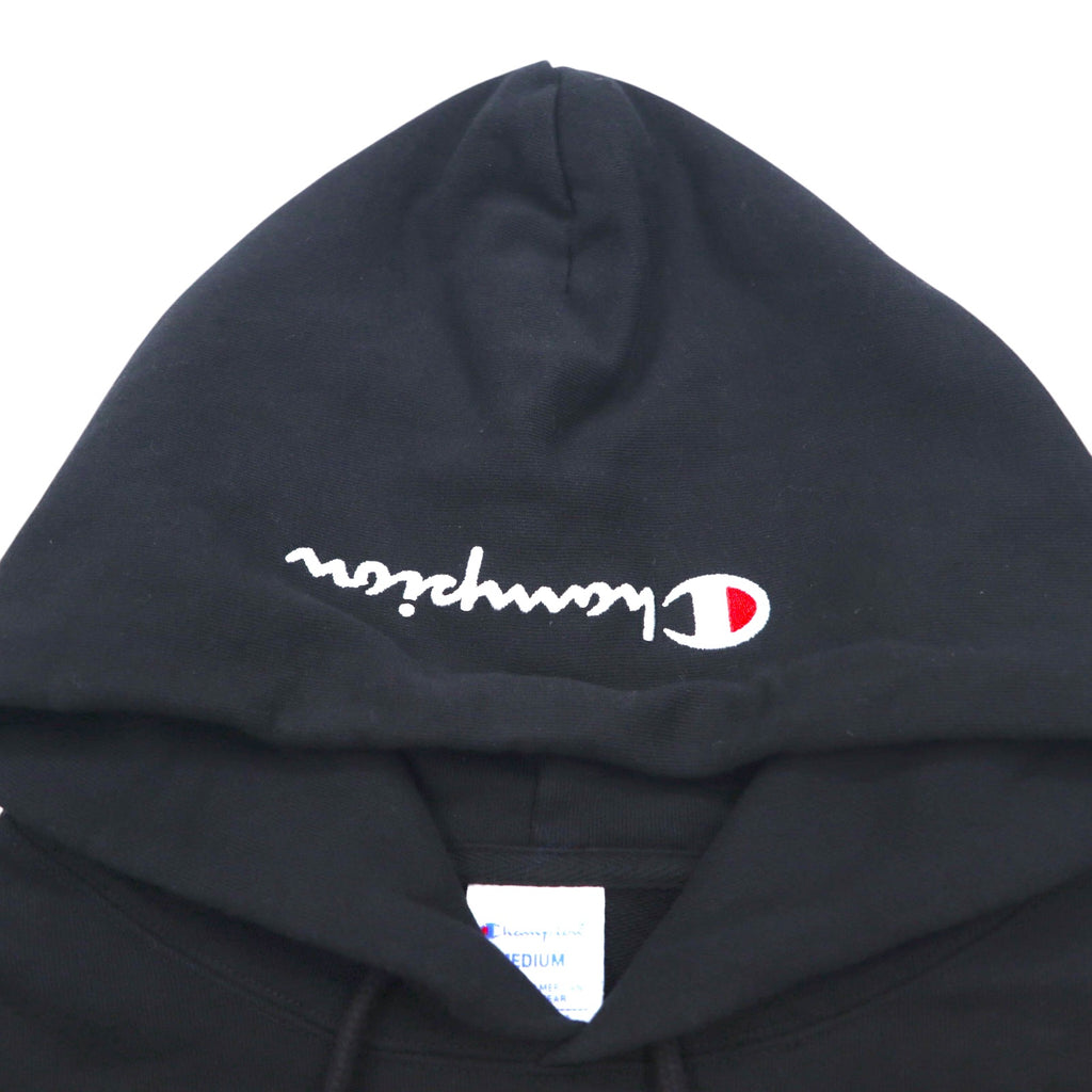 Champion Pullover Sweatshirt Hoodie M Black Cotton Big Logo C3-R101