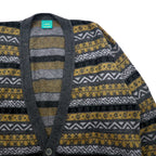 Vintage Jacquard Cardigan Canda ウール ニット カーディガン XL マルチカラー 総柄