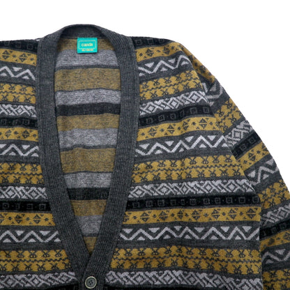 Vintage Jacquard Cardigan Canda ウール ニット カーディガン XL マルチカラー 総柄