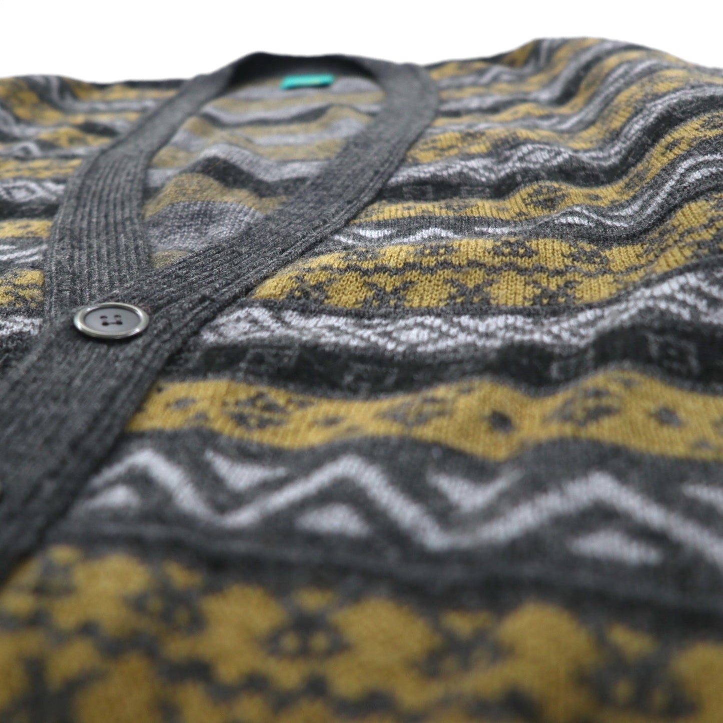 Vintage Jacquard Cardigan Canda ウール ニット カーディガン XL マルチカラー 総柄