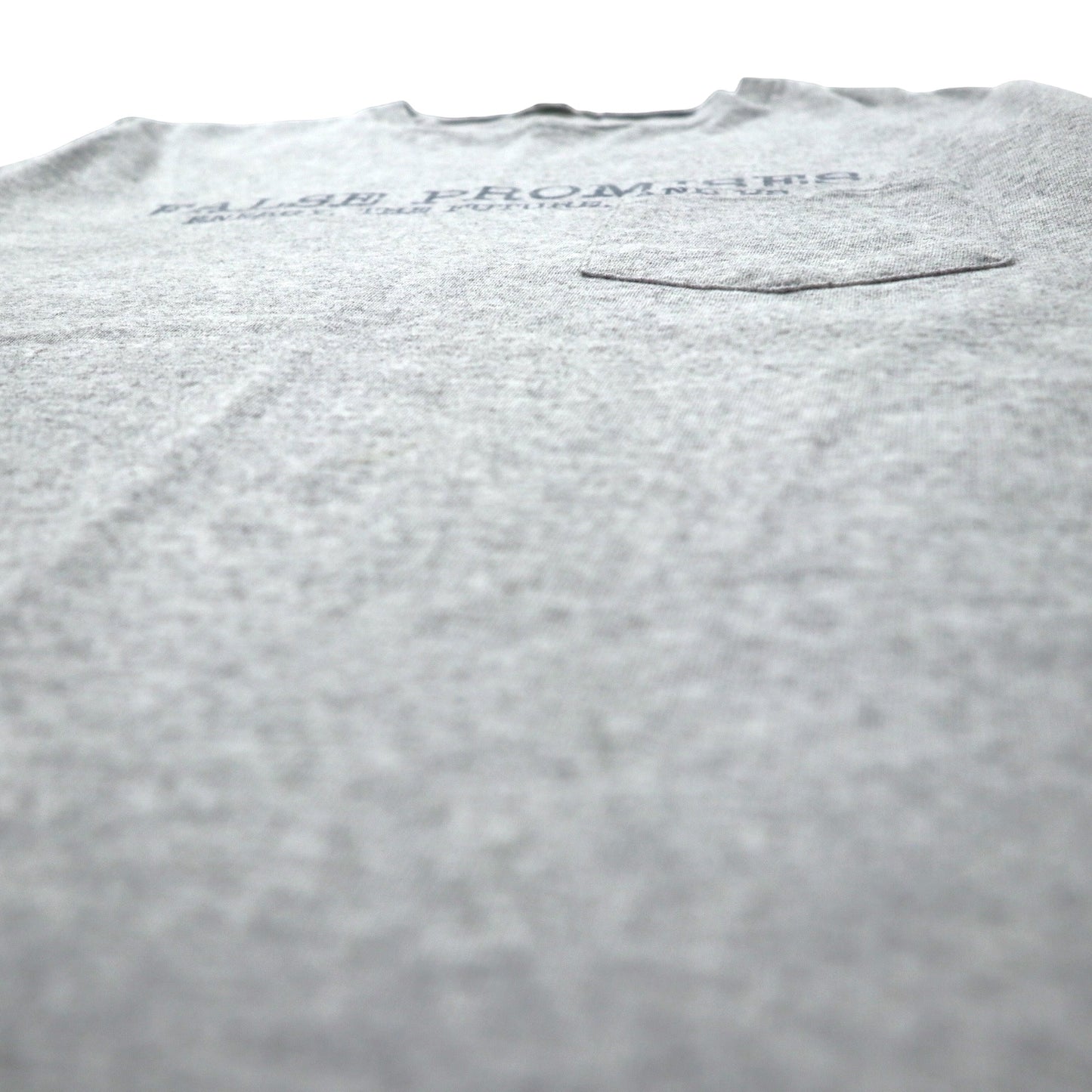 ENGINEERED GARMENTS カナダ製 プリント Tシャツ ポケT M グレー コットン FALSE PROMISES