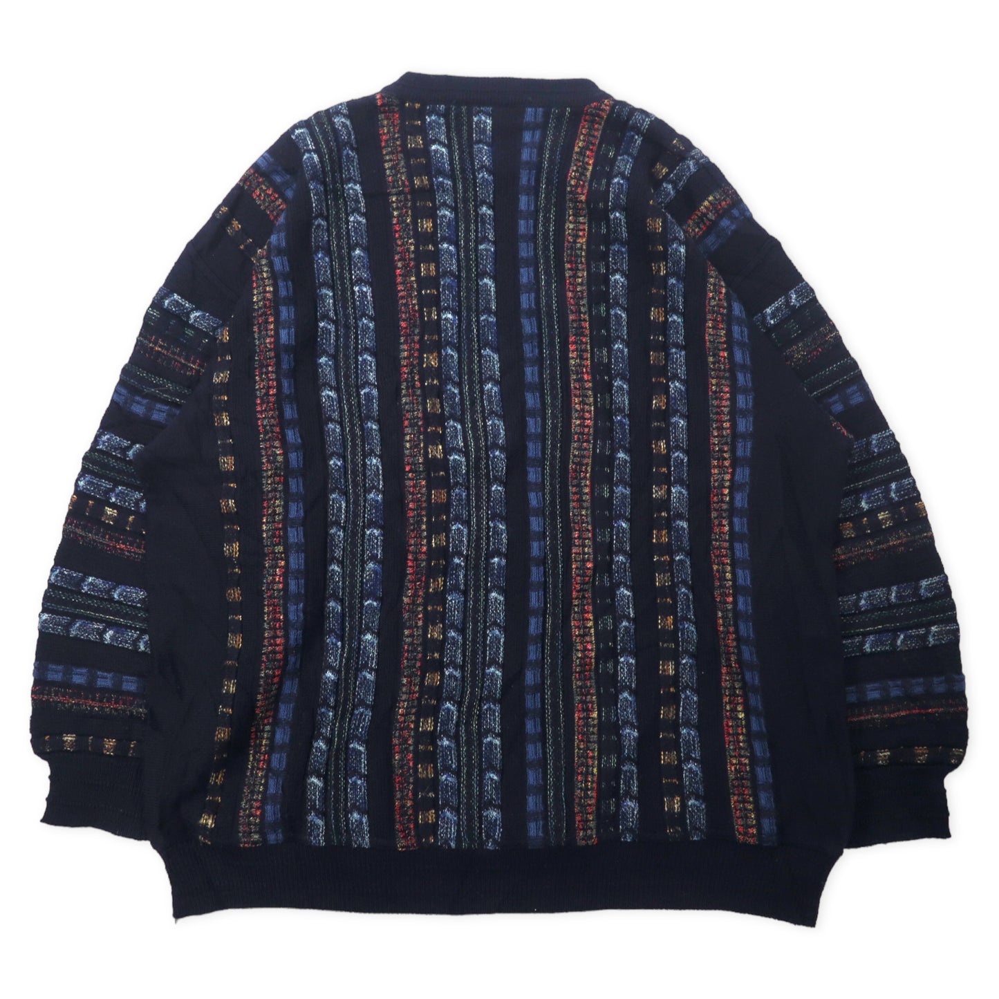 Allison Wingate 3D Design Knit Sweater 58 Navy Wool Acrylic Euro Vintage  Big Size – 日本然リトテ