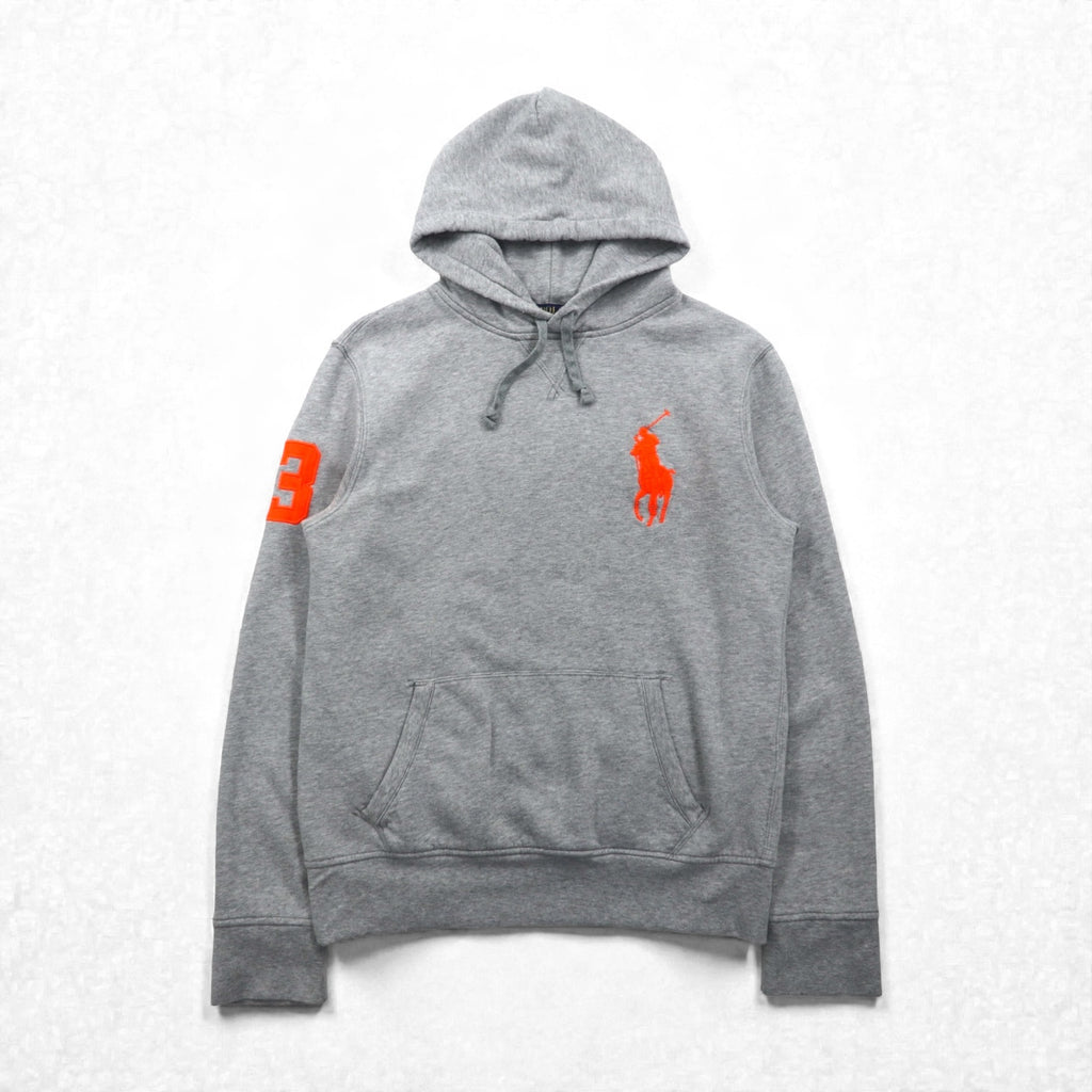 Polo Ralph Lauren Big Pony Embroidery Pullover Hoodie M Gray Cotton Kangaroo Pocket