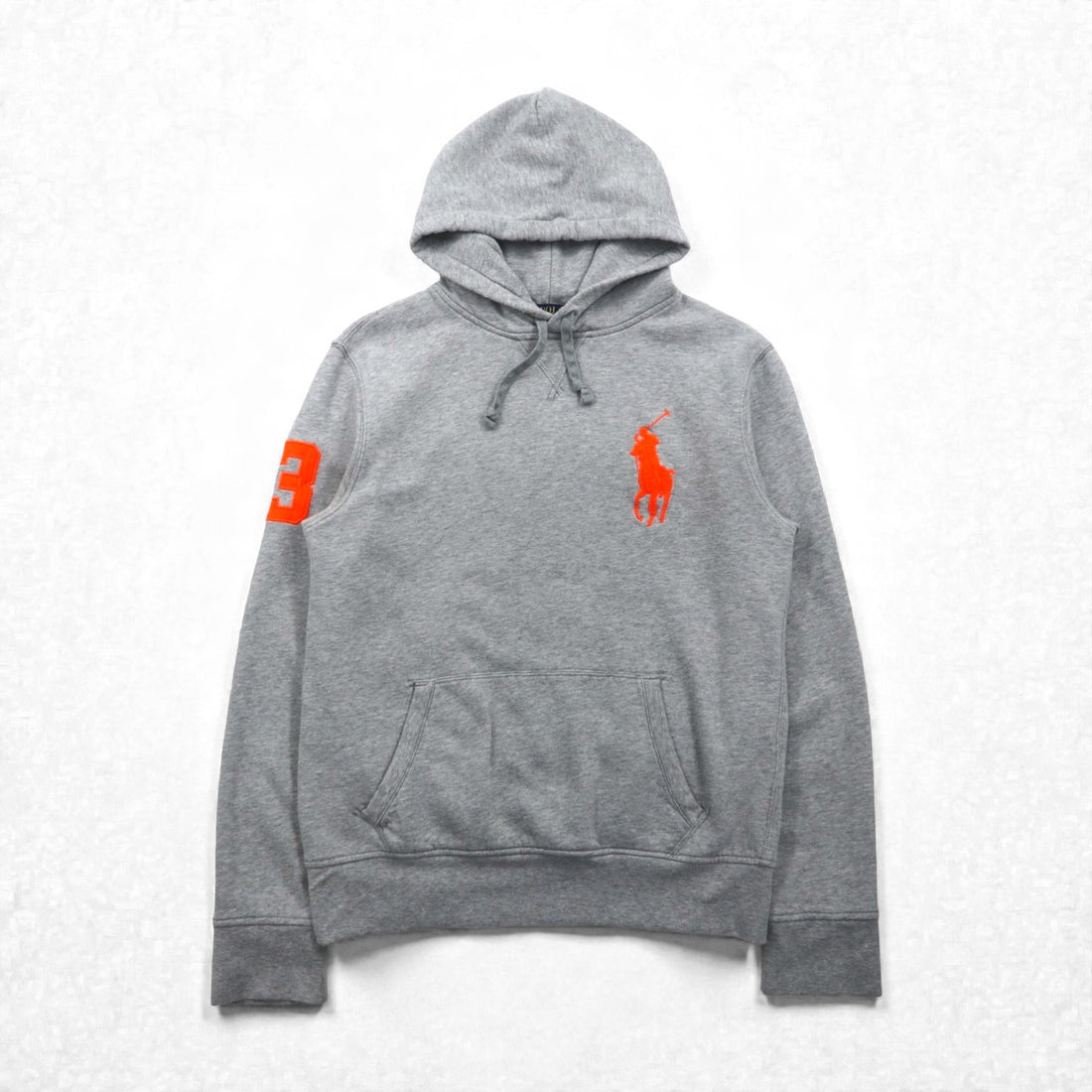 Polo Ralph Lauren Big Pony Embroidery Pullover Hoodie M Gray Cotton Kangaroo Pocket