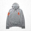 Polo Ralph Lauren Big Pony Embroidery Pullover Hoodie M Gray Cotton Kangaroo Pocket
