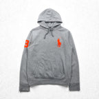 Polo Ralph Lauren Big Pony Embroidery Pullover Hoodie M Gray Cotton Kangaroo Pocket