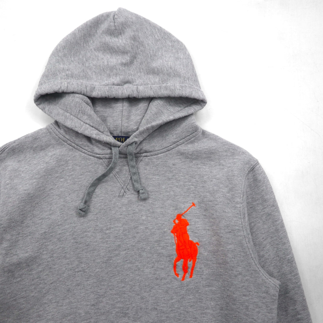 Polo Ralph Lauren Big Pony Embroidery Pullover Hoodie M Gray Cotton Kangaroo Pocket