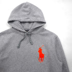 Polo Ralph Lauren Big Pony Embroidery Pullover Hoodie M Gray Cotton Kangaroo Pocket