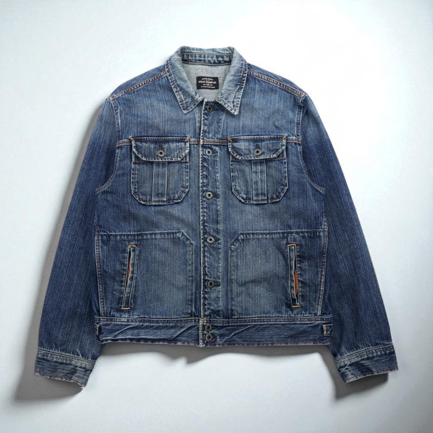 POLO JEANS (RALPH LAUREN) 90s Denim Jacket, Size L, Indigo, GIVE JAKET 3YU18