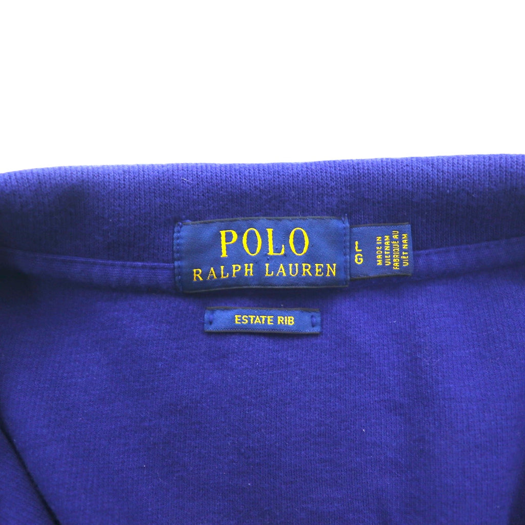 POLO RALPH LAUREN Half-Zip Sweatshirt L Blue Cotton ESTATE RIB Small Pony Embroidery