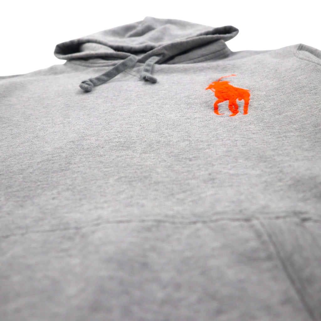 Polo Ralph Lauren Big Pony Embroidery Pullover Hoodie M Gray Cotton Kangaroo Pocket