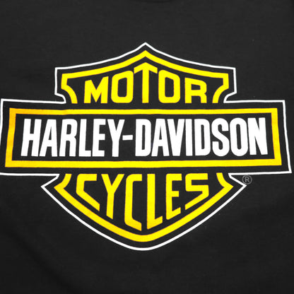HARLEY DAVIDSON Double-sided Print T-shirt L Black Cotton FOUR RIVERS