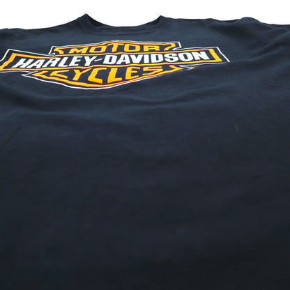 HARLEY DAVIDSON Double-sided Print T-shirt L Black Cotton FOUR RIVERS