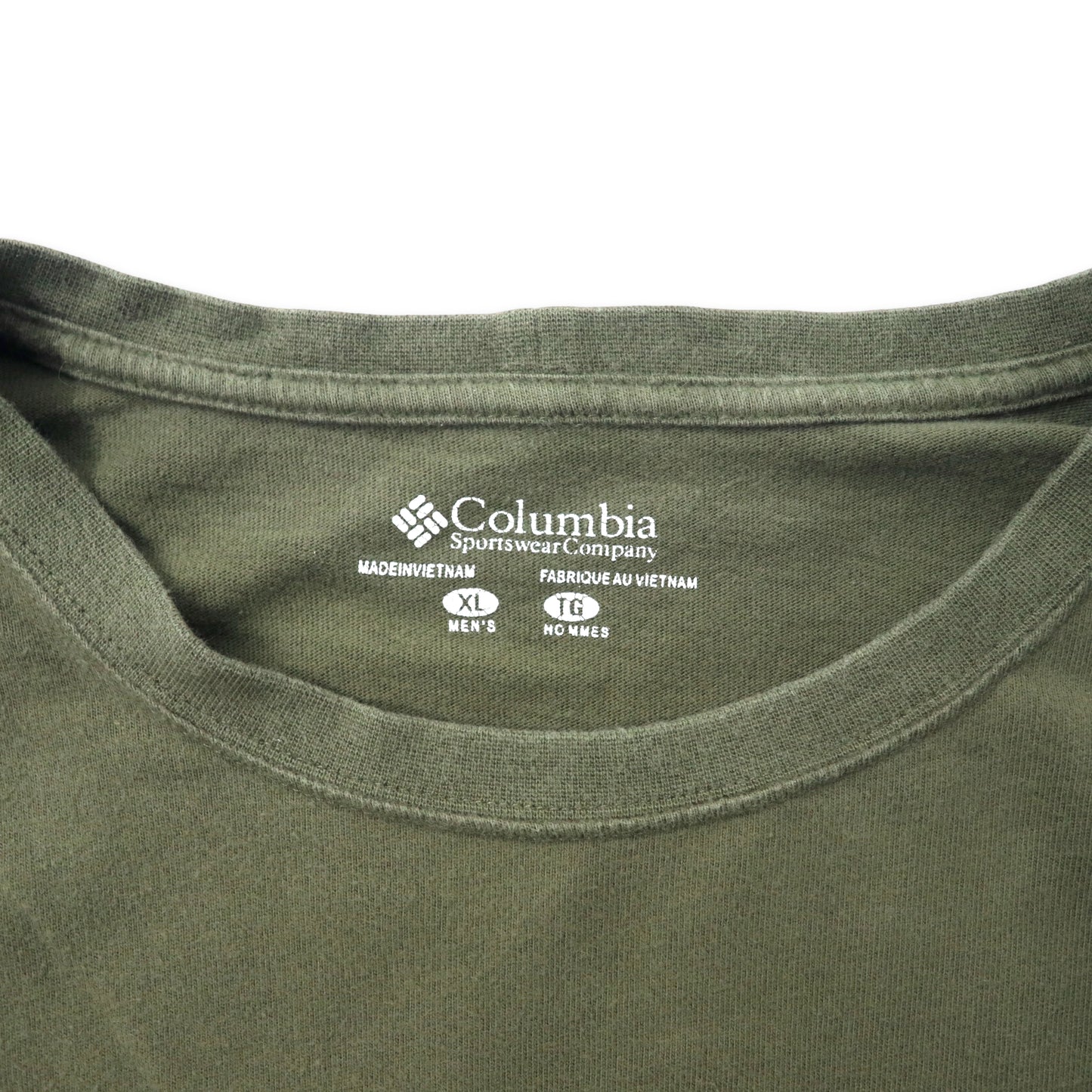 Columbia ロングスリーブTシャツ XL カーキ コットン バックプリント 犬 ビッグサイズ