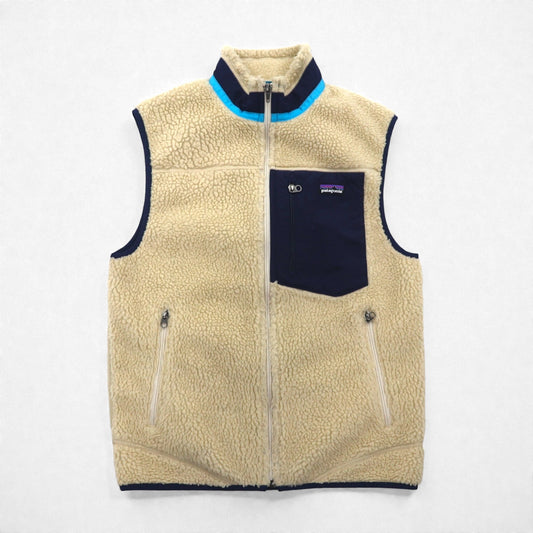 Patagonia クラシック レトロ X Classic RetroX Vest ボア フリースベスト S ナチュラル × ネイビー 23047