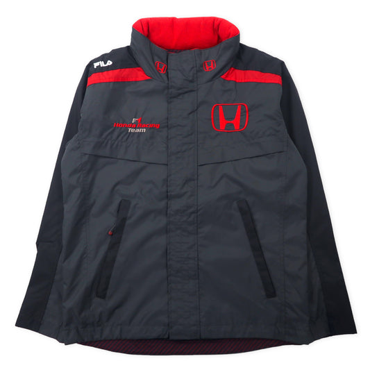 FILA レーシングジャケット ナイロンジャケット L グレー Honda Racing Team ロゴ刺繍 フード収納式