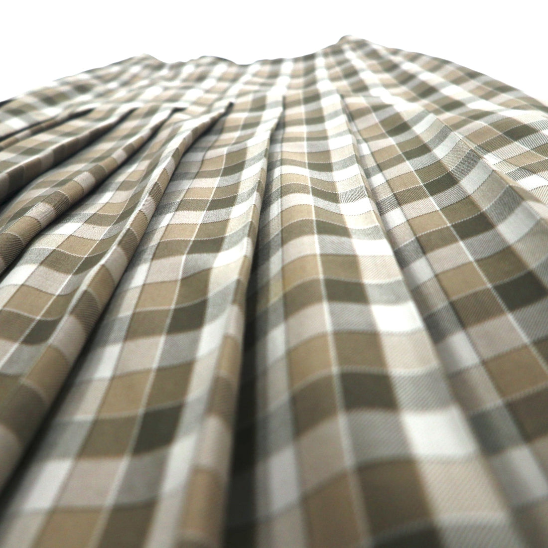 GIVENCHY 80s Old Pleated Skirt M Brown Check Wool Made in Japan