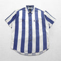 CHAPS RALPH LAUREN 90年代 半袖 デニム ボタンダウンシャツ L ブルー ホワイト ストライプ コットン