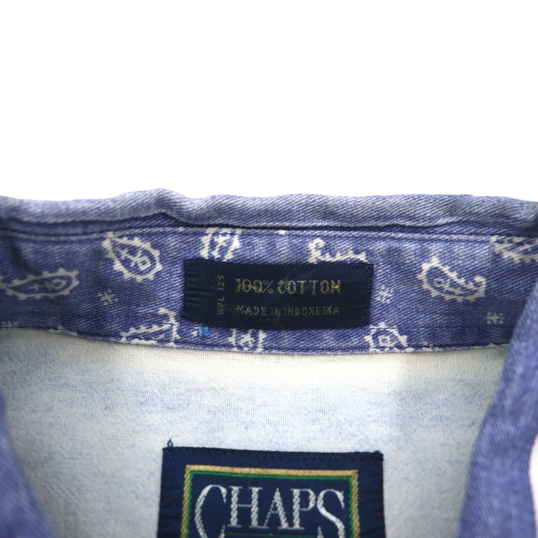 CHAPS RALPH LAUREN 90年代 半袖 デニム ボタンダウンシャツ L ブルー ホワイト ストライプ コットン