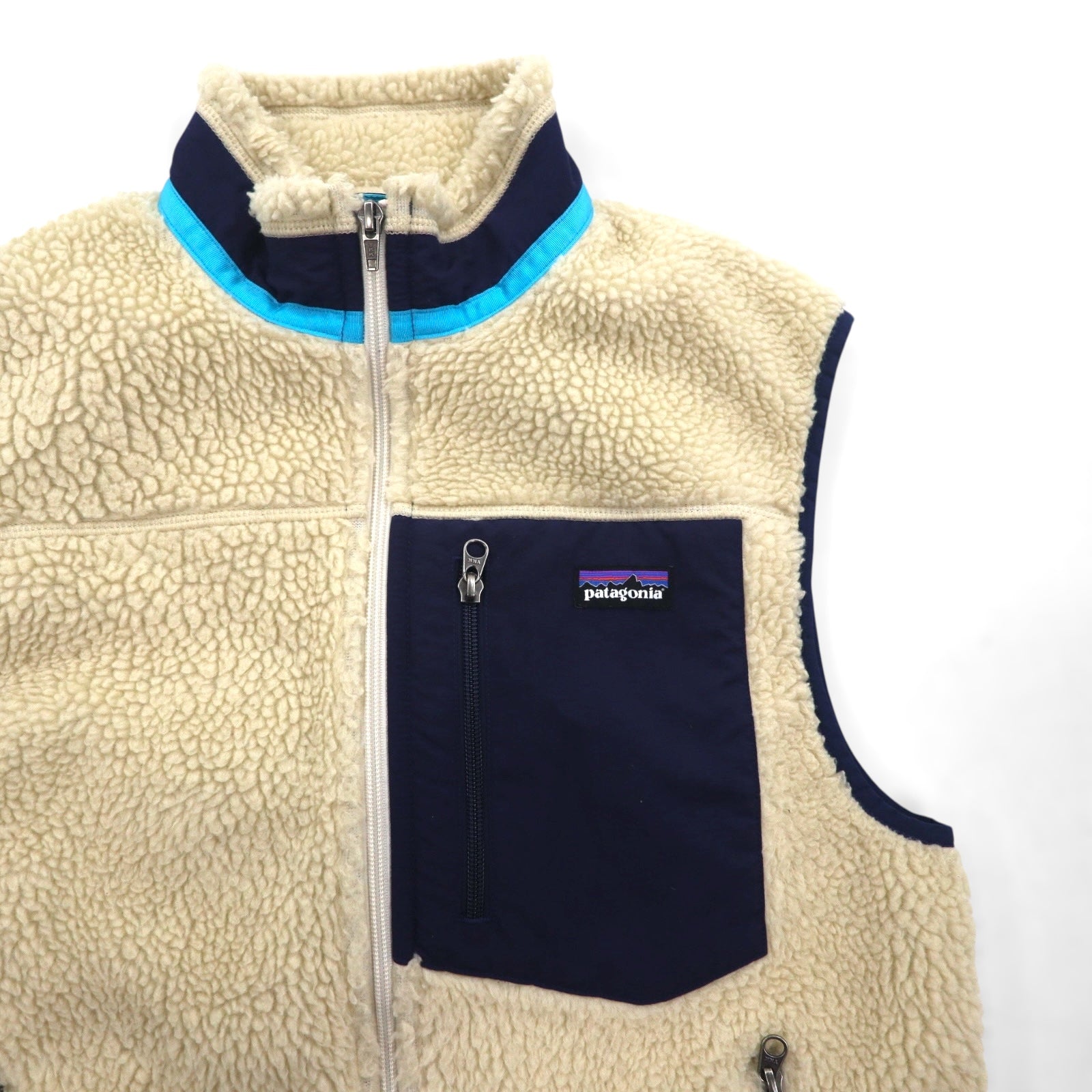 Patagonia クラシック レトロ X Classic RetroX Vest ボア フリースベスト S ナチュラル × ネイビー 23047