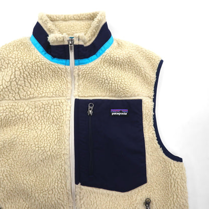 Patagonia クラシック レトロ X Classic RetroX Vest ボア フリースベスト S ナチュラル × ネイビー 23047