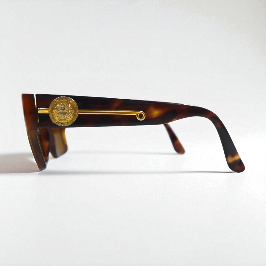 Gianni Versace Square Wellington Sunglasses in Tortoiseshell Medusa MOD.372/DM, Made in Italy