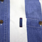 CHAPS RALPH LAUREN 90年代 半袖 デニム ボタンダウンシャツ L ブルー ホワイト ストライプ コットン