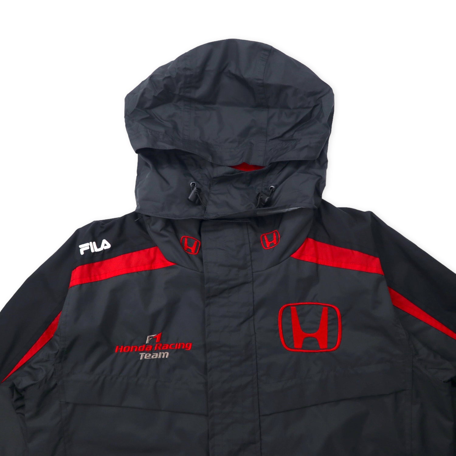 FILA レーシングジャケット ナイロンジャケット L グレー Honda Racing Team ロゴ刺繍 フード収納式 – 日本然リトテ