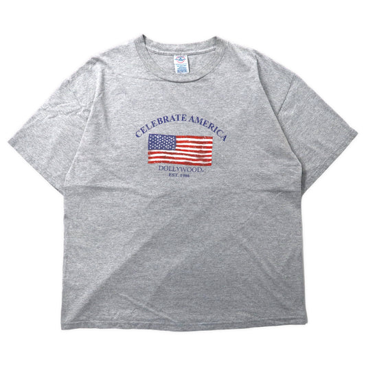 USA製 DELTA プリントTシャツ XL グレー 星条旗 コットン CELEBRATE AMERICA ビッグサイズ