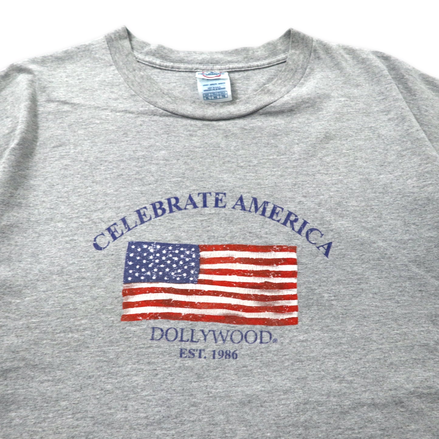 USA製 DELTA プリントTシャツ XL グレー 星条旗 コットン CELEBRATE AMERICA ビッグサイズ