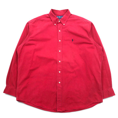 RALPH LAUREN 90年代 ボタンダウンシャツ XL レッド コットン BLAKE スモールポニー刺繍