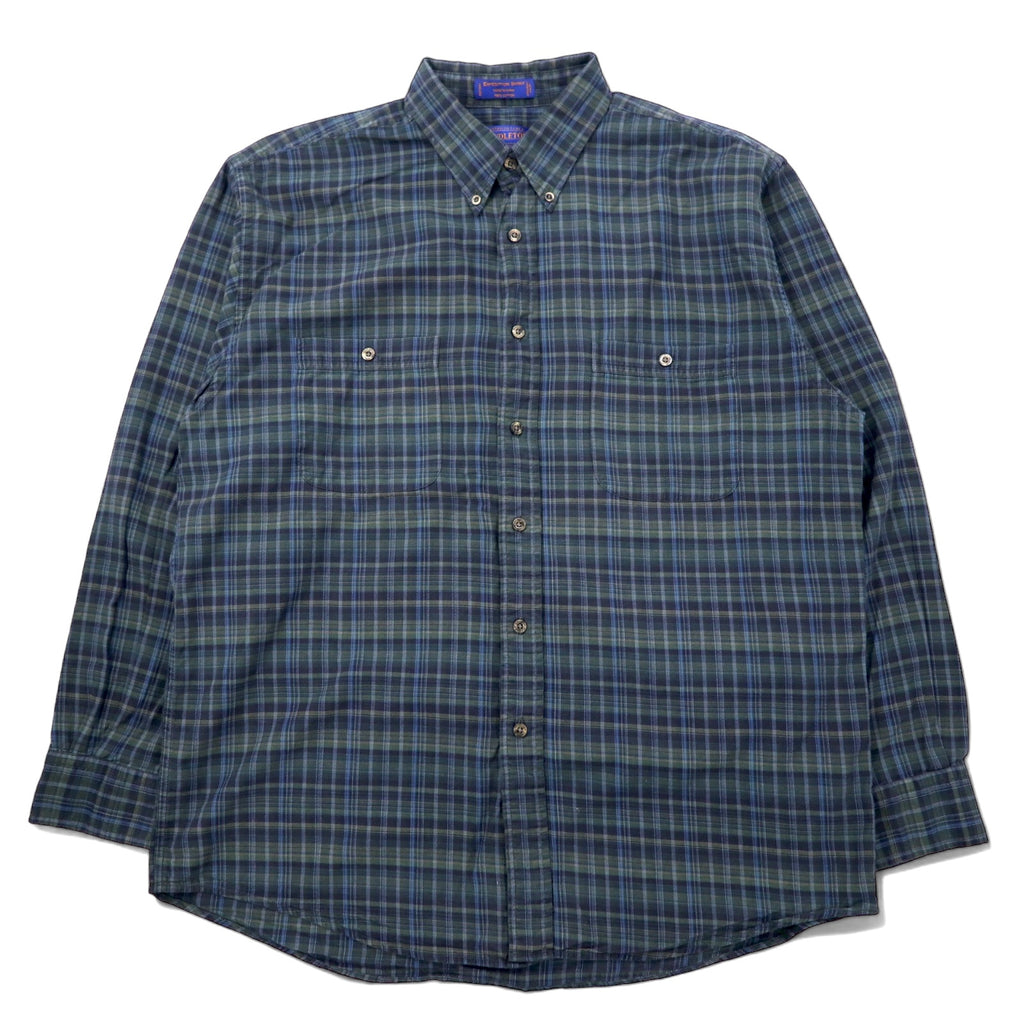 日本然リトテ-古着オンライン-PENDLETON フランネル ボタンダウンシャツ L グリーン チェック コットン EXPEDITION SHIRT-PENDLETON Flannel button-down Shirts L Green Checked Cotton EXPEDITION SHIRT