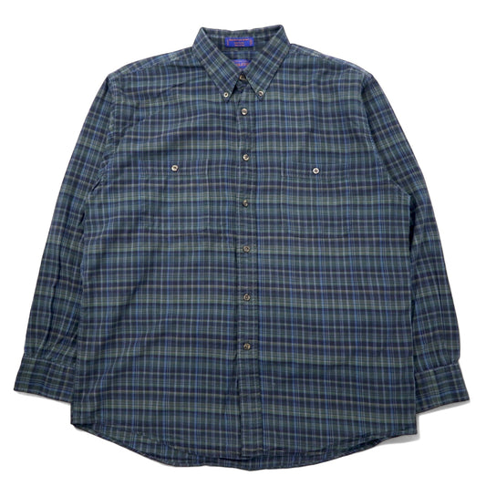 PENDLETON フランネル ボタンダウンシャツ L グリーン チェック コットン EXPEDITION SHIRT