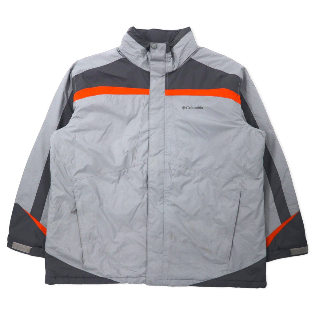 Columbia Padding Jacket XXL Grey Nylon Waterproof Padded Hood Retractable Big Size XM4352