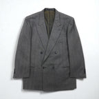 90s Japan Vintage Double-Breasted Blazer by Roberta di Camerino, Made in Japan, Herringbone Double-Breasted Tailored Jacket, Size M, Gray Wool