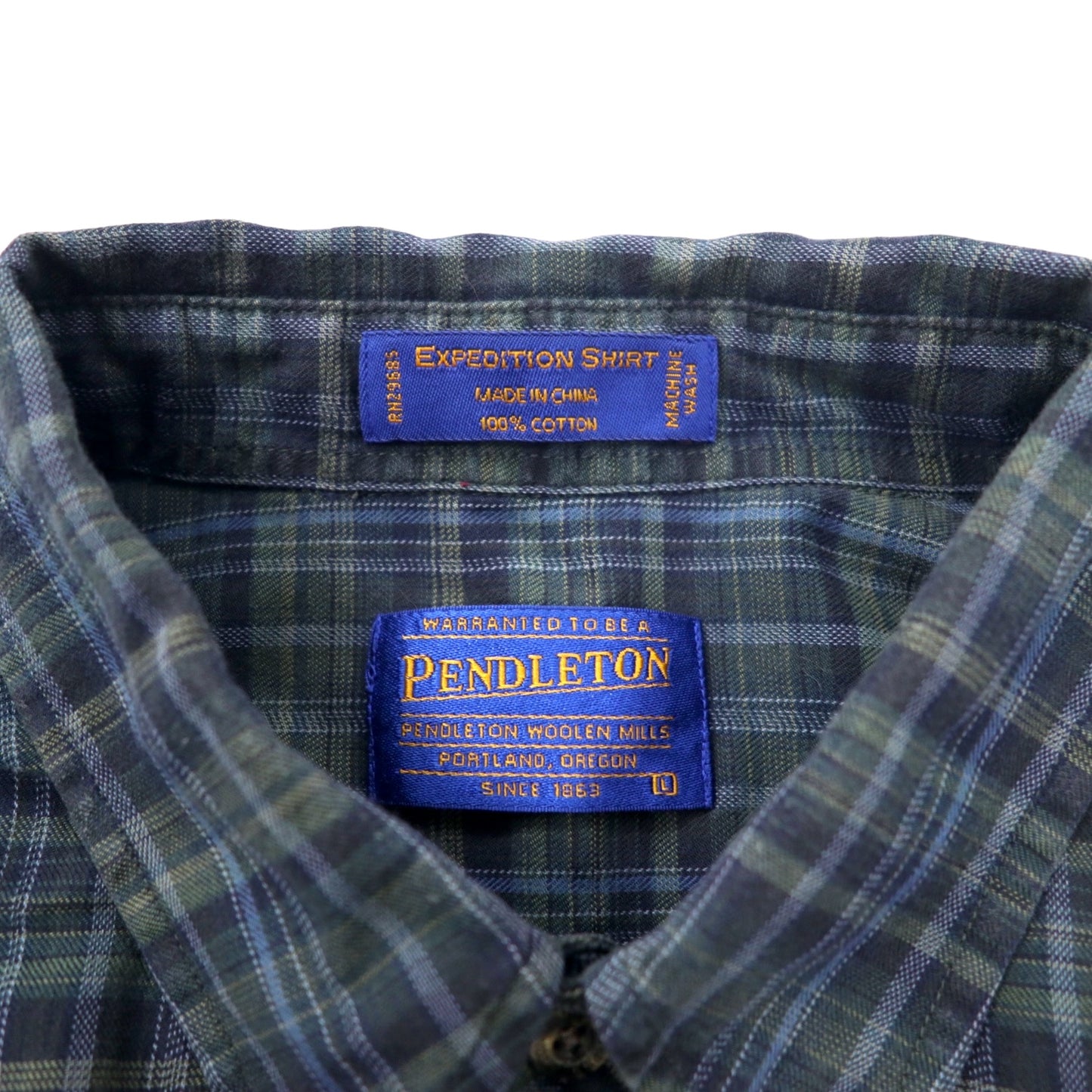 PENDLETON フランネル ボタンダウンシャツ L グリーン チェック コットン EXPEDITION SHIRT