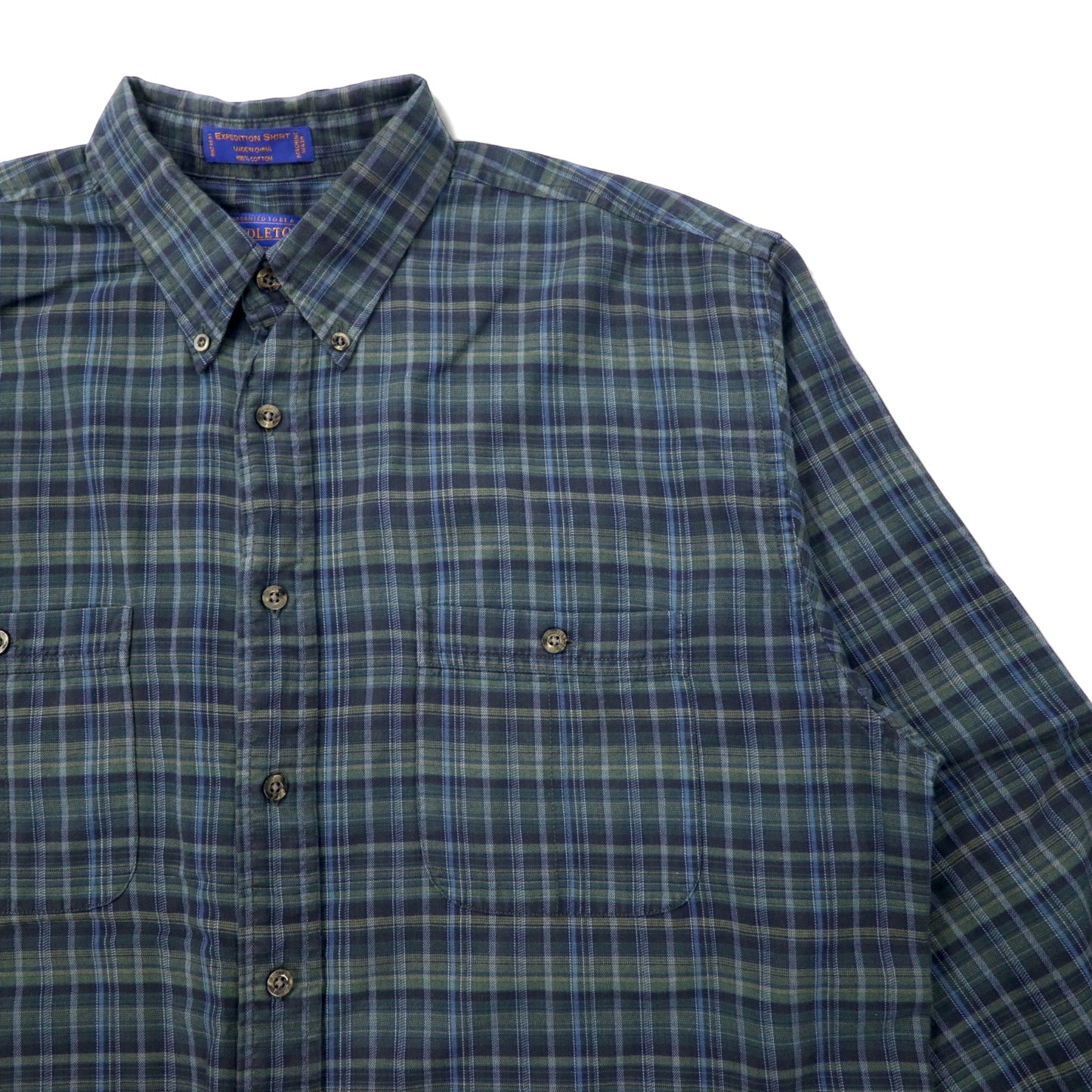 PENDLETON フランネル ボタンダウンシャツ L グリーン チェック コットン EXPEDITION SHIRT