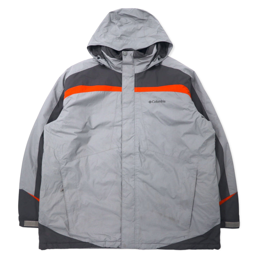 日本然リトテ-古着オンライン-Columbia パディングジャケット XXL グレー ナイロン 防水 中綿 フード収納式 ビッグサイズ XM4352-Columbia Padding Jacket XXL Gray Nylon Waterproof Filling Hoodie Retractable Big Size XM4352