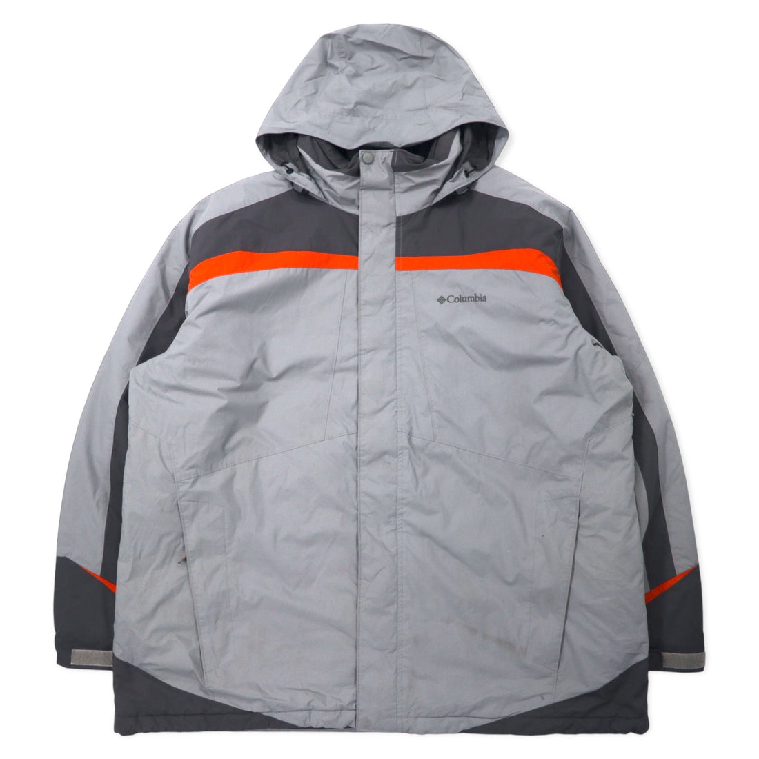 日本然リトテ-古着オンライン-Columbia パディングジャケット XXL グレー ナイロン 防水 中綿 フード収納式 ビッグサイズ XM4352-Columbia Padding Jacket XXL Gray Nylon Waterproof Filling Hoodie Retractable Big Size XM4352