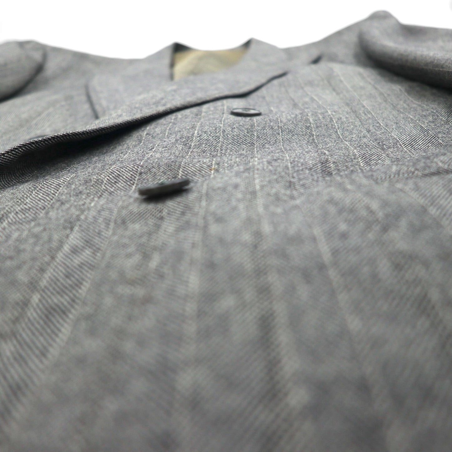 90s Japan Vintage Double-Breasted Blazer by Roberta di Camerino, Made in Japan, Herringbone Double-Breasted Tailored Jacket, Size M, Gray Wool