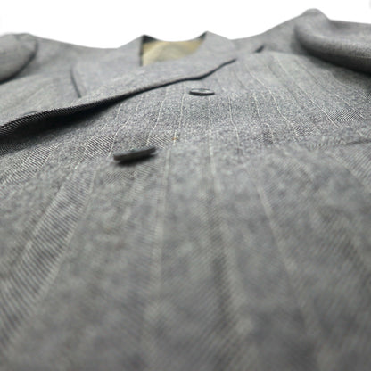 90s Japan Vintage Double-Breasted Blazer by Roberta di Camerino, Made in Japan, Herringbone Double-Breasted Tailored Jacket, Size M, Gray Wool